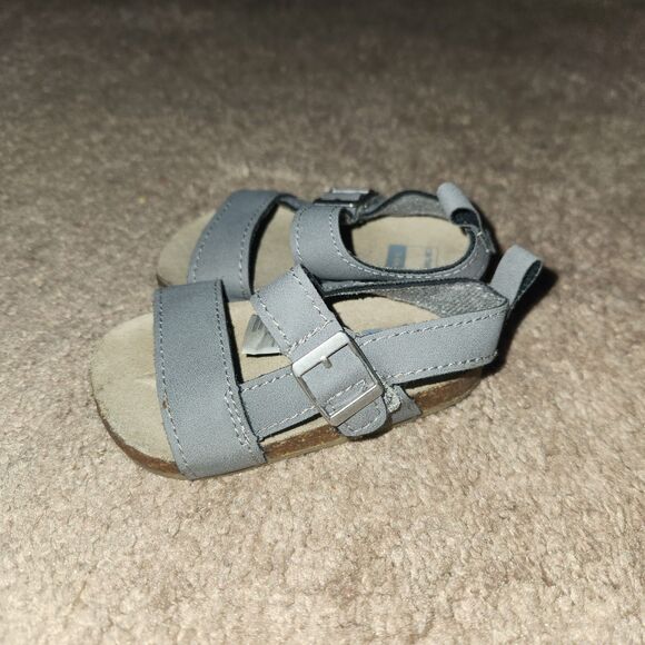 Carters Baby Boy Gray Cork Sole Sandal Crib Shoes 0-3 Months - Picture 1 of 4